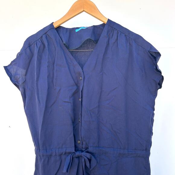 J. McLaughlin Bernadette Jumpsuit Navy Blue XS Extra Small Fitted Cinched Waist - Picture 5 of 8